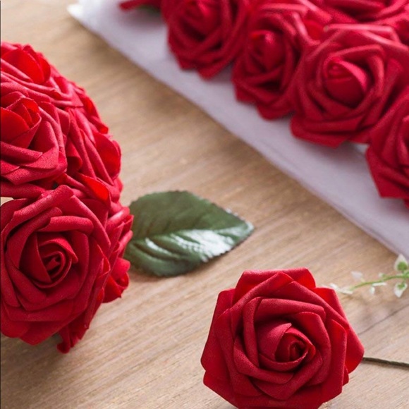 Artificial Flower Heads Rose Flower head Wedding Party Decor 25 pcs Red - Picture 4 of 8